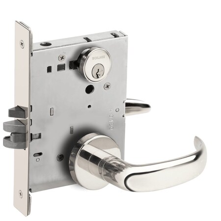 Schlage Grade 1 Entrance Office Mortise Lock, Conventional Cylinder, S123 Keyway, 17 Lever, A Rose, Bright C L9050P 17A 625